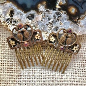 Rare Pair Pididdly Links Love Birds 
Hair Combs